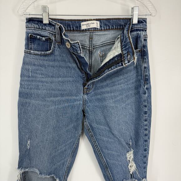 Abercrombie Fitch Skinny High Rise Jeans size 29/8 Destroyed Light Blue Denim - Picture 8 of 13
